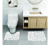 QRFASFZO Alfombra Baño 3 Piezas,Absorbente Alfombrillas baño de Pelo Largo y Alfombrillas para Inodoro,Antideslizante y Lavable,Guardería, Animales Salvajes en Estilo Libro para Colorear de Safari a