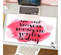 QRFASFZO Alfombrilla Ratón,XXL 80x30 cm Mouse Pad Grande Gaming, Alfombrilla Antideslizante,Tapete Escritorio con Bordes Cosidos,Cita Sé la razón por la Que Alguien sonríe Hoy, caligrafía sobre una
