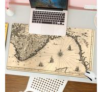 QRFASFZO Alfombrilla Ratón,XXL 80x30 cm Mouse Pad Grande Gaming, Alfombrilla Antideslizante,Tapete Escritorio con Bordes Cosidos,Decoración Wanderlust, Mapa Antiguo de la Parte Sur del Mundo Vikingo