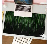 QRFASFZO Alfombrilla Ratón,XXL 80x30 cm Mouse Pad Grande Gaming, Alfombrilla Antideslizante,Tapete Escritorio con Bordes Cosidos,Código Binario técnico. Números Verdes Caen en la Pantalla. Software d