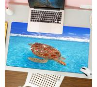 QRFASFZO Alfombrilla Ratón,XXL 80x30 cm Mouse Pad Grande Gaming, Alfombrilla Antideslizante,Tapete Escritorio con Bordes Cosidos,Tortuga Nadando en Aguas turquesas, Tortuga vagadora en un mar Soleado