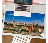 QRFASFZO Alfombrilla Ratón,XXL 80x30 cm Mouse Pad Grande Gaming, Alfombrilla Antideslizante,Tapete Escritorio con Bordes Cosidos,Decoración Wanderlust, Budapest, Hungría, Exterior, Europa, Cúpula, Ar