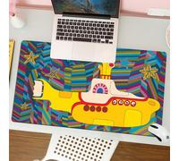QRFASFZO Alfombrilla Ratón,XXL 80x30 cm Mouse Pad Grande Gaming, Alfombrilla Antideslizante,Tapete Escritorio con Bordes Cosidos,Ilustración de la Banda de Rock Yellow Submarine The Beatles (2)