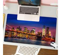 QRFASFZO Alfombrilla Ratón,XXL 80x30 cm Mouse Pad Grande Gaming, Alfombrilla Antideslizante,Tapete Escritorio con Bordes Cosidos,Nueva York, NYC Quien Nunca Duerme Piensa en