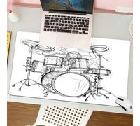 QRFASFZO Alfombrilla Ratón,XXL 80x30 cm Mouse Pad Grande Gaming, Alfombrilla Antideslizante,Tapete Escritorio con Bordes Cosidos,Dibujo de música Rock, Estilo Doodle, boceto, Baterista Inspirado