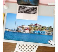 QRFASFZO Alfombrilla Ratón,XXL 80x30 cm Mouse Pad Grande Gaming, Alfombrilla Antideslizante,Tapete Escritorio con Bordes Cosidos,Vista de la bahía de Kastelorizo en un Soleado día de Verano. Dodecane
