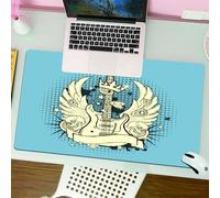 QRFASFZO Alfombrilla Ratón,XXL 80x30 cm Mouse Pad Grande Gaming, Alfombrilla Antideslizante,Tapete Escritorio con Bordes Cosidos,Guitarra, Composición Rock n Roll Crown Wings of CR