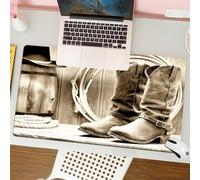 QRFASFZO Alfombrilla Ratón,XXL 80x30 cm Mouse Pad Grande Gaming, Alfombrilla Antideslizante,Tapete Escritorio con Bordes Cosidos,Botas rancheras Tradicionales de Cuero y Mezclilla del Oeste Americano