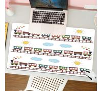 QRFASFZO Alfombrilla Ratón,XXL 80x30 cm Mouse Pad Grande Gaming, Alfombrilla Antideslizante,Tapete Escritorio con Bordes Cosidos,Vivero, Tren Estilo Dibujos Animados y vías en un día Soleado, Sol DIB