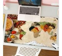 QRFASFZO Alfombrilla Ratón,XXL 80x30 cm Mouse Pad Grande Gaming, Alfombrilla Antideslizante,Tapete Escritorio con Bordes Cosidos,Decoración Wanderlust, Mapa del Mundo elaborado con Diferentes Tipos d