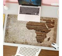 QRFASFZO Alfombrilla Ratón,XXL 80x30 cm Mouse Pad Grande Gaming, Alfombrilla Antideslizante,Tapete Escritorio con Bordes Cosidos,Continente Africano, Textura de África (Madera y hormigón), Cultura AF