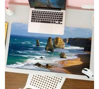 QRFASFZO Alfombrilla Ratón,XXL 80x30 cm Mouse Pad Grande Gaming, Alfombrilla Antideslizante,Tapete Escritorio con Bordes Cosidos,Playa, imponentes Rocas y los Doce apóstoles en la magnífica Costa de