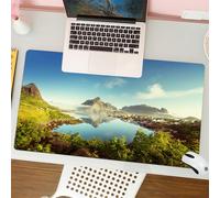 QRFASFZO Alfombrilla Ratón,XXL 80x30 cm Mouse Pad Grande Gaming, Alfombrilla Antideslizante,Tapete Escritorio con Bordes Cosidos,Granja, Reine Creek en Noruega en un día Soleado de otoño Tranquilo