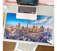 QRFASFZO Alfombrilla Ratón,XXL 80x30 cm Mouse Pad Grande Gaming, Alfombrilla Antideslizante,Tapete Escritorio con Bordes Cosidos,El Horizonte de Dubái con una Hermosa Ciudad Cerca de su autopista más