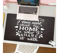 QRFASFZO Alfombrilla Ratón,XXL 80x30 cm Mouse Pad Grande Gaming, Alfombrilla Antideslizante,Tapete Escritorio con Bordes Cosidos,Cita caligráfica 'Lo Que más me Gusta de mi casa es con quién la compa