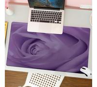 QRFASFZO Alfombrilla Ratón,XXL 80x30 cm Mouse Pad Grande Gaming, Alfombrilla Antideslizante,Tapete Escritorio con Bordes Cosidos,Flores artísticas, Rosas violetas y Pliegues complejos Crean Texturas