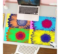 QRFASFZO Alfombrilla Ratón,XXL 80x30 cm Mouse Pad Grande Gaming, Alfombrilla Antideslizante,Tapete Escritorio con Bordes Cosidos,Arte Moderno Inspirado en el Pop Art, Colorido, Kitsch, Margarita, FLO