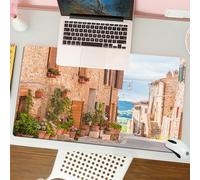 QRFASFZO Alfombrilla Ratón,XXL 80x30 cm Mouse Pad Grande Gaming, Alfombrilla Antideslizante,Tapete Escritorio con Bordes Cosidos,Conjunto Wanderlust, Casco Antiguo Medieval en la Toscana, histórico m