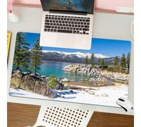 QRFASFZO Alfombrilla Ratón,XXL 80x30 cm Mouse Pad Grande Gaming, Alfombrilla Antideslizante,Tapete Escritorio con Bordes Cosidos,Una Escena Impresionante de un Soleado Lago Turquesa rodeado de Costas