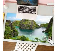 QRFASFZO Alfombrilla Ratón,XXL 80x30 cm Mouse Pad Grande Gaming, Alfombrilla Antideslizante,Tapete Escritorio con Bordes Cosidos,Paisaje de un majestuoso acantilado en el Wild Hot Nature Resort de Fi