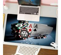 QRFASFZO Alfombrilla Ratón,XXL 80x30 cm Mouse Pad Grande Gaming, Alfombrilla Antideslizante,Tapete Escritorio con Bordes Cosidos,Los Elementos clásicos del Casino, la exhibición de fichas y Cartas de