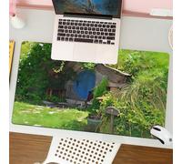 QRFASFZO Alfombrilla Ratón,XXL 80x30 cm Mouse Pad Grande Gaming, Alfombrilla Antideslizante,Tapete Escritorio con Bordes Cosidos,Cabaña de fantasía, acogedora residencia con una Puerta Redonda Azul e