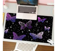 QRFASFZO Alfombrilla Ratón,XXL 80x30 cm Mouse Pad Grande Gaming, Alfombrilla Antideslizante,Tapete Escritorio con Bordes Cosidos,Luz Estelar misteriosa, Mariposa Morada revoloteando Entre Estrellas s