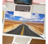 QRFASFZO Alfombrilla Ratón,XXL 80x30 cm Mouse Pad Grande Gaming, Alfombrilla Antideslizante,Tapete Escritorio con Bordes Cosidos,EE.UU., Carretera en la estepa californiana y Camino asfaltado con Nub