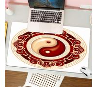 QRFASFZO Alfombrilla Ratón,XXL 80x30 cm Mouse Pad Grande Gaming, Alfombrilla Antideslizante,Tapete Escritorio con Bordes Cosidos,Símbolo Vectorial del Ying Yang en un Plato Decorativo Redondo