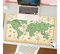 QRFASFZO Alfombrilla Ratón,XXL 80x30 cm Mouse Pad Grande Gaming, Alfombrilla Antideslizante,Tapete Escritorio con Bordes Cosidos,Decoración Wanderlust, Mapa del Mundo en Estilo Retro con un