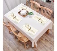 QRFASFZO Juego de 6 PVC Manteles Individuales Lavables,Fácil Limpieza, Antideslizantes, Resistentes al Calor,Arte de libélula, un cto Dorado con exquisitas alas rodeado de Elegante caligrafía,30x45cm
