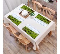 QRFASFZO Juego de 6 PVC Manteles Individuales Lavables,Fácil Limpieza, Antideslizantes, Resistentes al Calor,Un Camino sinuoso, bordeando un Paisaje denso, un paraíso Pastoral con Verdes coli,30x45cm