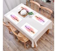 QRFASFZO Juego de 6 PVC Manteles Individuales Lavables,Fácil Limpieza, Antideslizantes, Resistentes al Calor,Arte, 'El Amor Nunca Falla' Debajo del Texto Hay una Pintura de Acuarela de ensueñ,30x45cm