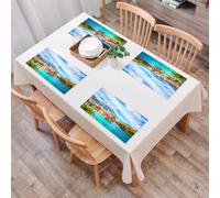 QRFASFZO Juego de 6 PVC Manteles Individuales Lavables,Fácil Limpieza, Antideslizantes, Resistentes al Calor,Colorido Pueblo co enclavado Entre montañas y Aguas turquesas,30x45cm