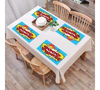 QRFASFZO Juego de 6 PVC Manteles Individuales Lavables,Fácil Limpieza, Antideslizantes, Resistentes al Calor,Buenas Vibraciones, sición de Arte Pop con Burbujas de diálogo, Letras Retro, glob,30x45cm