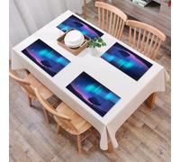 QRFASFZO Juego de 6 PVC Manteles Individuales Lavables,Fácil Limpieza, Antideslizantes, Resistentes al Calor,Impresión de fantasía de Aurora Boreal con un árbol en el Cielo ártico, mágico y r,30x45cm
