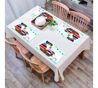 QRFASFZO Juego de 6 PVC Manteles Individuales Lavables,Fácil Limpieza, Antideslizantes, Resistentes al Calor,¡Ahoy, es un niño! Bonito Cofre del Tesoro Pirata para niños con Barco sobre Fondo,30x45cm