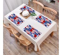 QRFASFZO Juego de 6 PVC Manteles Individuales Lavables,Fácil Limpieza, Antideslizantes, Resistentes al Calor,Bandera Estadounidense geométrica, Que combina Estrellas y Rayas en un diseño de e,30x45cm