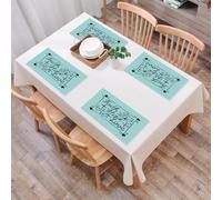 QRFASFZO Juego de 6 PVC Manteles Individuales Lavables,Fácil Limpieza, Antideslizantes, Resistentes al Calor,Una Frase Decorativa del Alfabeto 'fe + Esperanza + Amor', sobre un Fondo Azul.,30x45cm