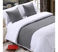 QRGMKL Corredor de Cama Premium para pie de Cama, Bufanda de Cama de Color sólido Colcha de Lino de algodón decoración del hogar Protector de Cama de Dormitorio-Dark Grey||260X50cm for 2m Bed