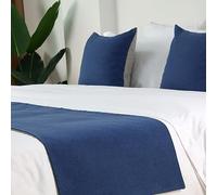 QRGMKL Corredores de Cama del Norte de Europa y Cojines a Juego Corredor de Cama Simple Moderno para el pie de la Cama Bufanda de Cama Suave para el Hotel Dormitorio-Dark Blue||2 Pillowcases(45X45cm)