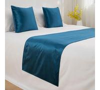 QRGMKL Nuevo Corredores de Cama Colcha Pañuelos de Cama de Color Sólido Protector de Ropa de Cama Moderno Decoración de Ropa de Cama de Moda para Dormitorio Hotel-Light Blue||210X45cm for 1.5m Bed