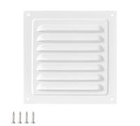 Qrity 1 Pieza 150 x 150 mm Rejilla de Ventilación Rectangular, Acero Inoxidable, Diseño Persiana con Mosquitera para Pared, Techo, Blanco