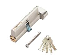 Qrity 1 pieza Cerradura de Cilindro, Cilindro De Seguridad, 35/35mm (70mm), Cilindro Cerradura Botón, Cerradura para Puertas con 5 Llave