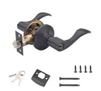 Qrity 1 Pieza Cerradura de Manija de Puerta de Privacidad, Manijas de Puerta de Dormitorio con Cerradura, para Puerta Delantera, Baño, Negro