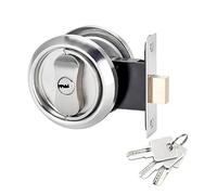 Qrity 1 Pieza Empotrable Puerta Cerradura, Cerradura de Puerta Corredera, Manijas de Puerta de Bolsillo con Cerradura y Llave, para Dormitorio Baño