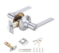 Qrity 1 Piezas Cerradura de puerta, Manija con Cerradura de Llave, Manillas Puerta Cerradura para Interior y Exterior, Picaporte de Entrada de 60/70mm, Plata