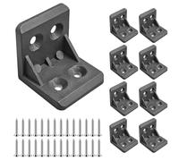 Qrity 10 Piezas Soportes de Esquina de Plástic Negro con Tornillos
