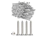 Qrity 100 Unids M4 x 30 Acero Inoxidable Tornillos Autorroscantes Phillips de Cabeza Plana DIY Carpintería
