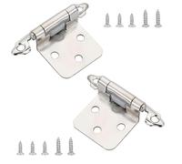 Qrity 2 Piezas Bisagras Semiocultas, Bisagras de Gabinete Superpuestas, Bisagras para Armario de 1/2 Pulgadas, para Puerta del Armario, Plata